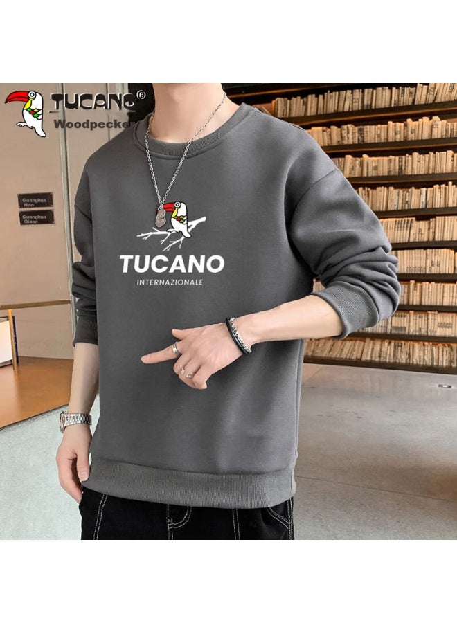 Tucano Tucano Men's Long Sleeve T-shirt Round Neck Pullover Spring And Autumn Loose Korean Style Jacket Men's Clothing Grey Xl - Image 3