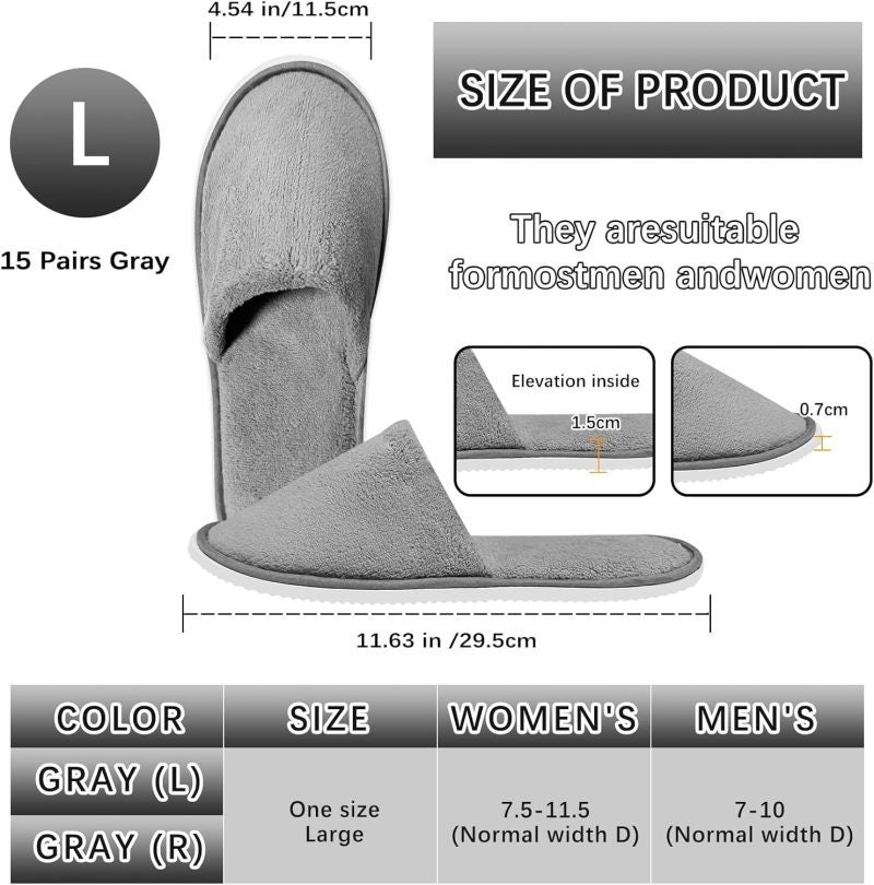 Reusable Guest Slippers: Gray Washable Slippers - Soft Indoor Slippers for Home Bedroom Bathroom Hospitality - Image 2