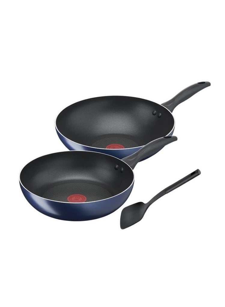 Tefal Clear Cook 3pcs set (Frypan 26cm + Wokpan 28cm + Small spatula) (Non-stick cookware set) multicolour - Image 1