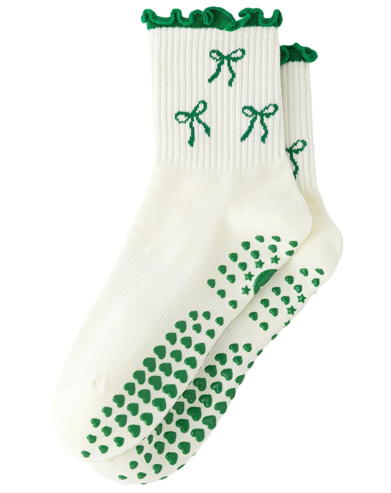 Yawlsow Pilates Grip Socks for Women Yoga Grippy Socks Cute Barre Non Skid Athletic Crew Sticky Sock Workout Hospital - Image 1