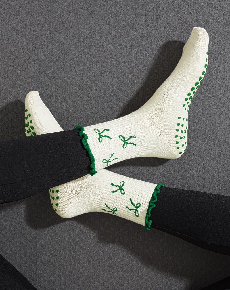 Yawlsow Pilates Grip Socks for Women Yoga Grippy Socks Cute Barre Non Skid Athletic Crew Sticky Sock Workout Hospital - Image 3