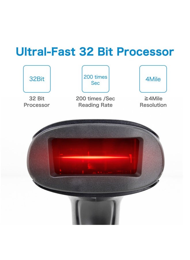 Loquat - Barcode Scanner Wireless Handhold Barcode Reader QR Code Scanner USB Bar Code Scanner for Shop use Store,Supermarket, Warehouse - Image 1