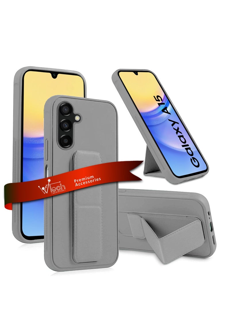Wtech Hand Grip Foldable Magnetic Kickstand Wrist Strap Finger Grip With Built-In Iron Case Cover For Samsung Galaxy A15 4G / 5G 2023 Grey - Image 1