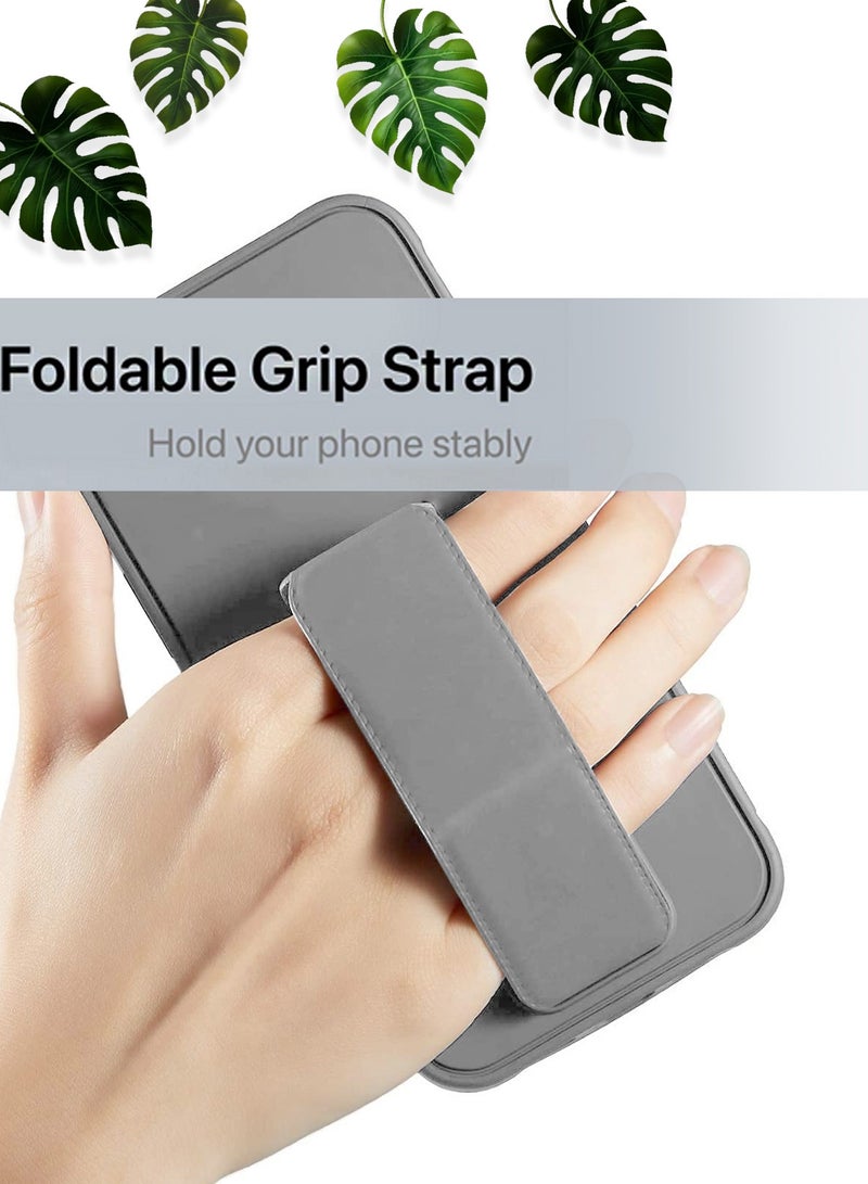 Wtech Hand Grip Foldable Magnetic Kickstand Wrist Strap Finger Grip With Built-In Iron Case Cover For Samsung Galaxy A15 4G / 5G 2023 Grey - Image 2
