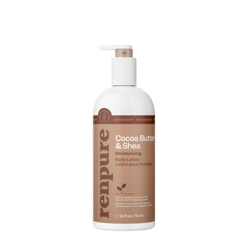 Renpure Cocoa Butter  Shea Butter UltraHydrating Body Lotion  Rich  Creamy Formula for Long Lasting Hydration For Dry to Very Dry Skin  Cocoa Butter and Shea Butter  24 Fl Oz