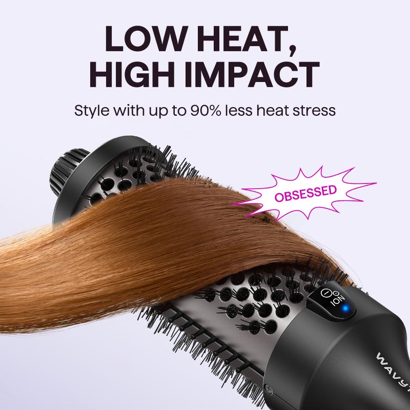 Wavytalk Thermal Brush Blowout Boost Grande, 1.77 Inch Heated Round Brush for Long Hair, Tourmaline Ceramic Negative Ion Technology Reduce Hair Damage, Dual Voltage Black - Image 4