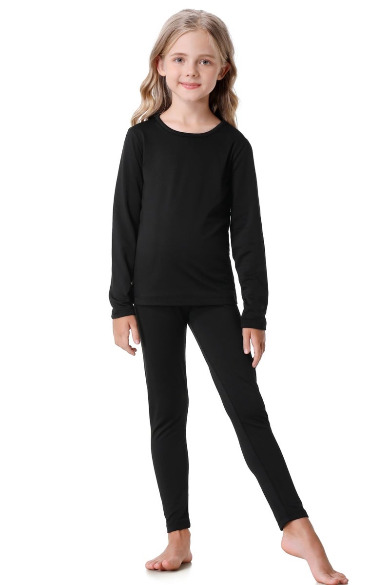 songcode Thermal Underwear for Kids long johns, Girls Thermal Underwear Set for Skiing, Kids Long Underwear Base Layer Winter Black - Image 1