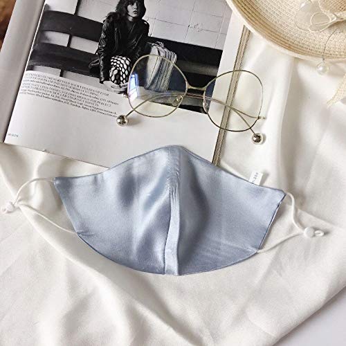 ROSEWARD 100% Mulberry Silk Blue Mask for Women Reusable Adjustable Thin with Filter Pocket - Image 4