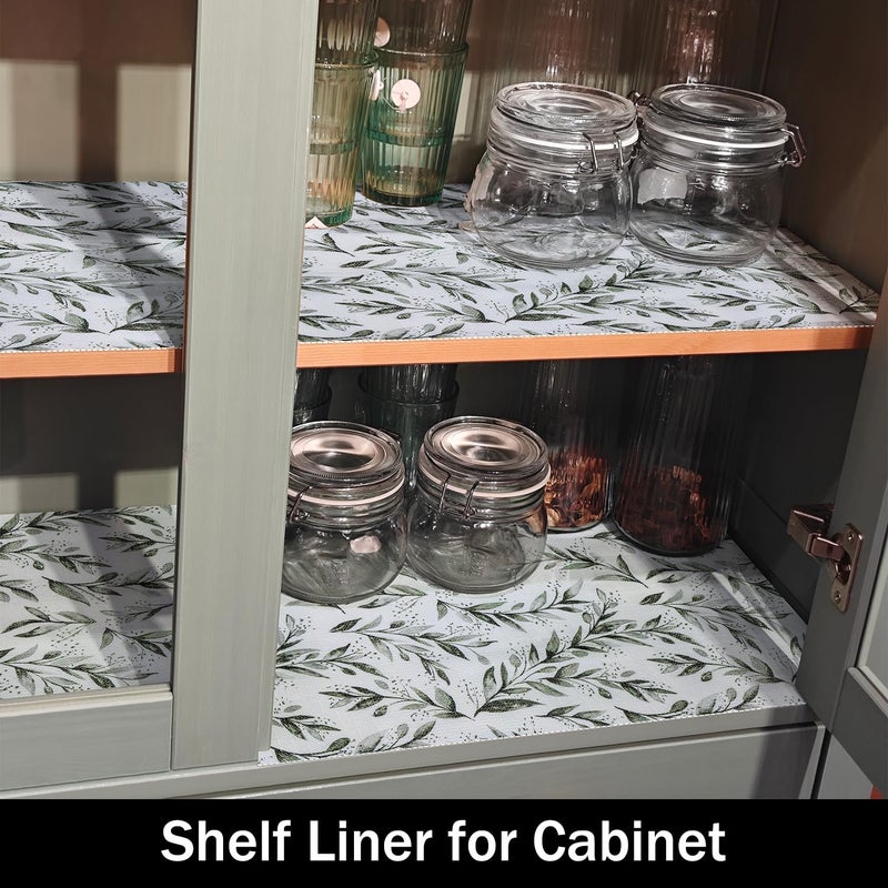 Amiitay Shelf Liners Non Adhesive and Strong Non-Slip Shelf and Drawer Liners for Kitchen Cabinet Wire Fridge, Waterproof Shelf Drawer Liner,Easy to Clean,12IN x 10FT,Green Leaf - Image 5