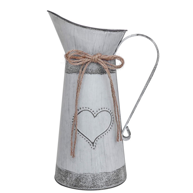 Soyizom Vintage French Pitcher Vase farmhouse Decorative Pitcher Metal Rustic Vase Watering Milk Jug Can Galvanized Tin Decor Vase Flower Jug Vases For Artificial Dried Flower Vase 11H Pitcher
