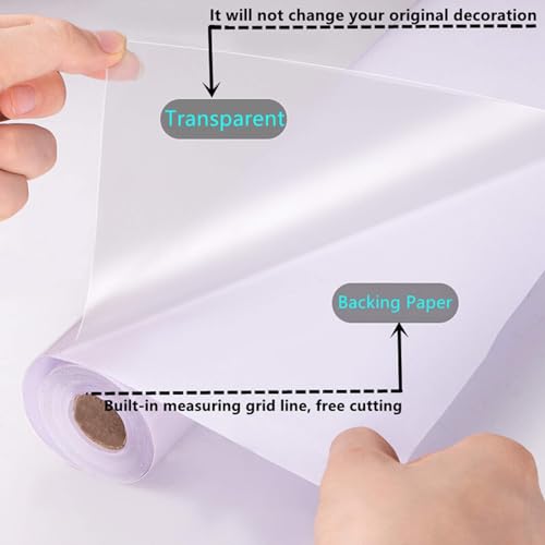 practicalWs 17.7In×196.7In Clear Contact Paper Transparent Kitchen Backsplash Protective Wallpaper Removable Clear Wall Protector Oil Proof Waterproof Sticker Easy to Clean - Image 2