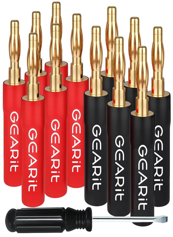 جير إت موصلات GearIT مطلية بالذهب عيار 24 قيراط، موصلات موز معزولة لأسلاك السماعات (12 قطعة، 4 مم) - 6 أزواج - Image 1