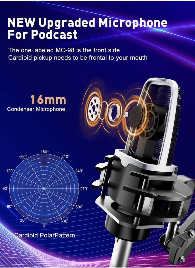 XiuWoo Podcast Equipment Bundle,Audio Interface with Studio Condenser Microphone for Smartphone and PC,Plug-and-Play Live Sound Card,Perfect for Streaming, Singing, YouTube, Gaming  - Image 2