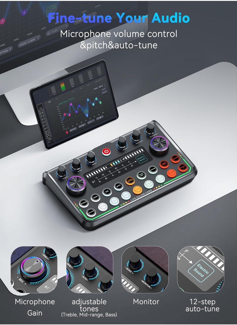 XiuWoo Podcast Equipment Bundle,Audio Interface with Studio Condenser Microphone for Smartphone and PC,Plug-and-Play Live Sound Card,Perfect for Streaming, Singing, YouTube, Gaming  - Image 4
