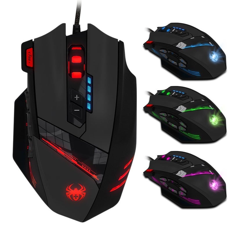 AFUNTA 12 Programmable Buttons C12 Gaming Mouse, AFUNTA Laser Double-Speed Adjustment 8000DPI Mice Support 4 Level Switch - Image 1