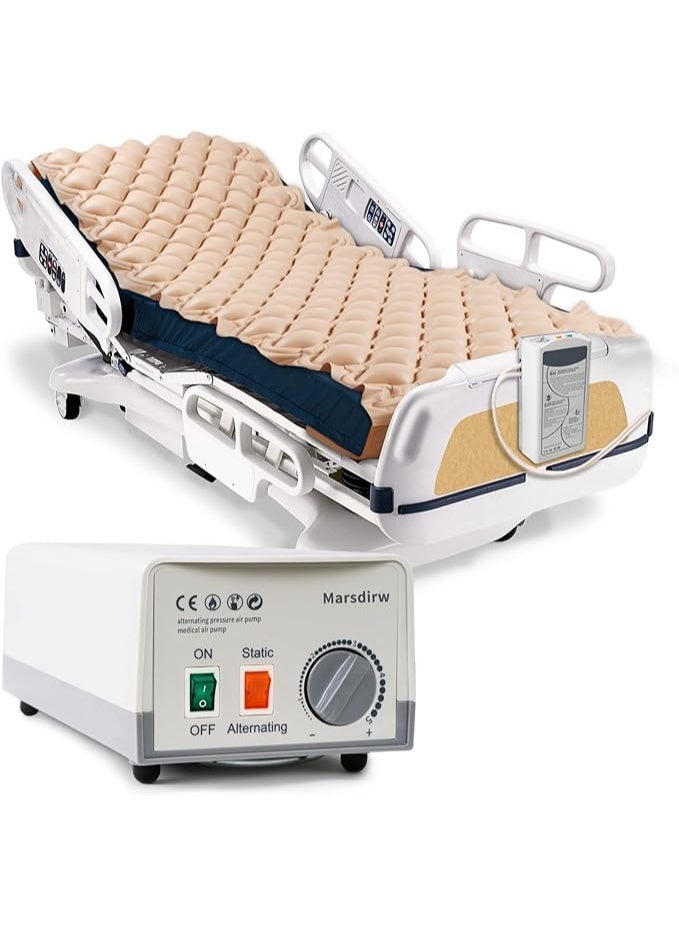 Alternating Air Pressure Mattress for Bedsores, Hospital & Home Use, Quiet Pump, Waterproof Padded Topper for Elderly Patients - Image 1