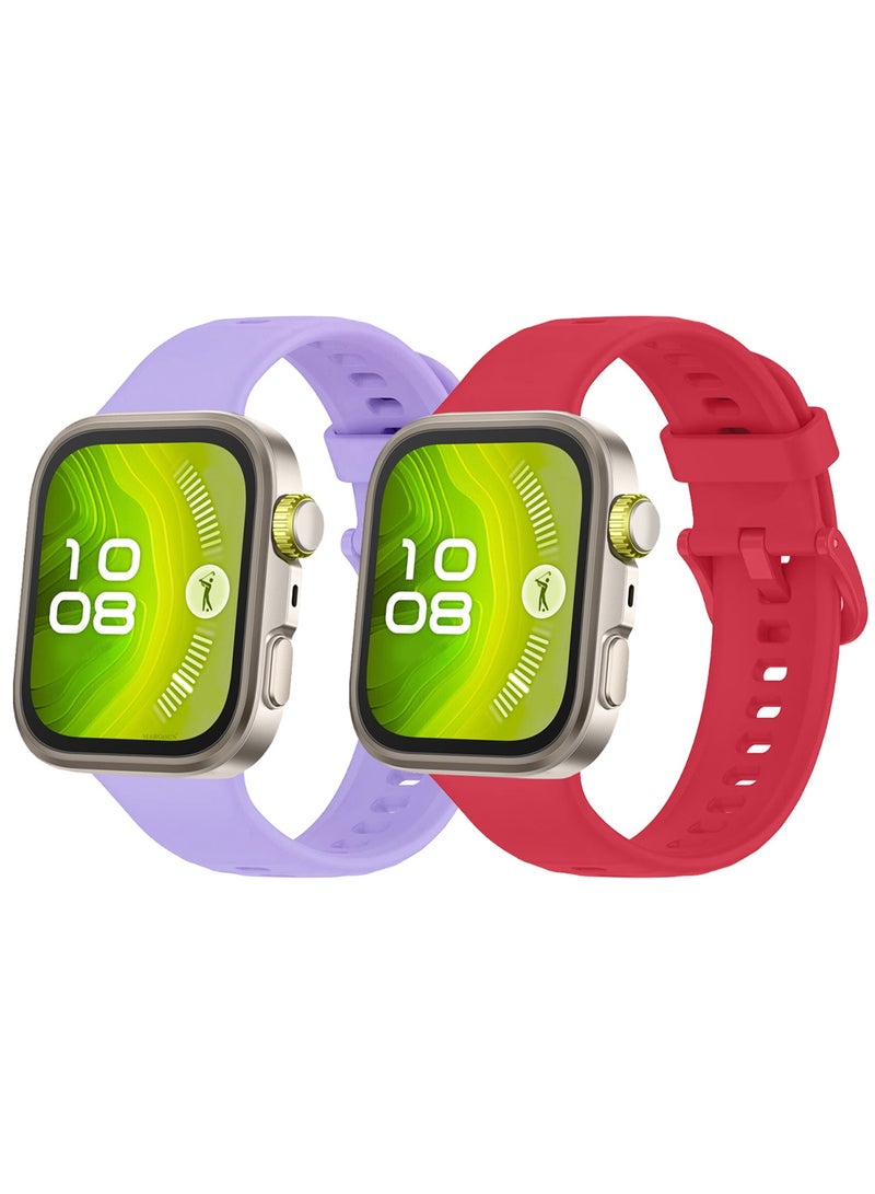 CATANES 2Packs Wristband for Huawei Watch Fit 3/Fit 4/Fit 4 Pro Bands, Silicone Bracelet Quick Release Arm Band, Replacement Smartwatch Band Quick Release Sport Straps - Purple Red - Image 3