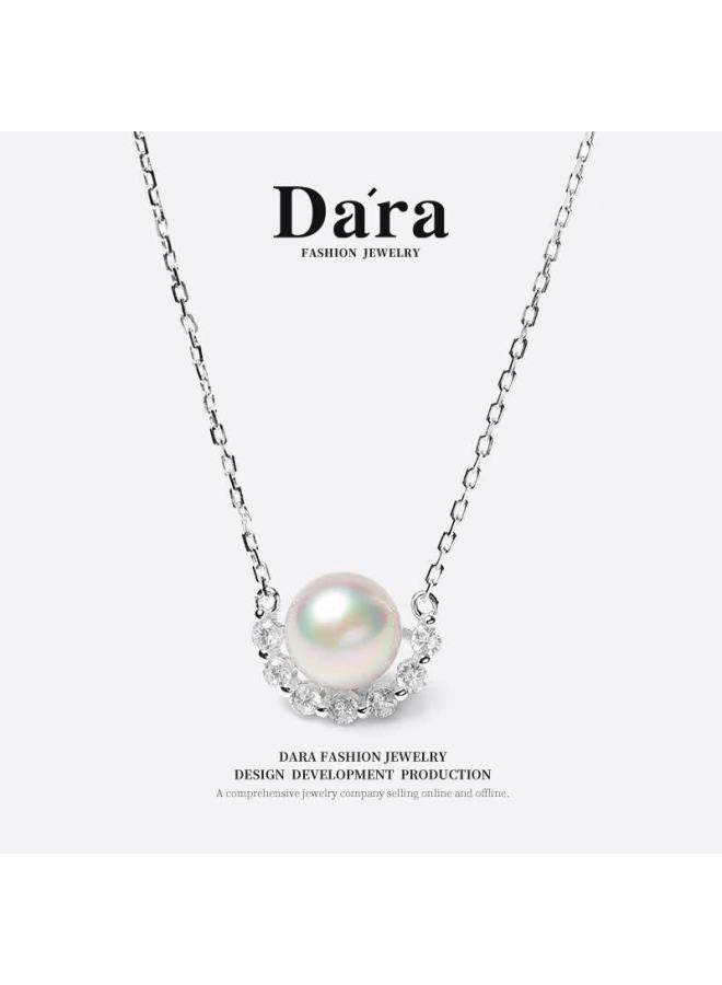 Dara Akoya Saler Pearl Pendant 925 Zircon Strong Luster Slightly Flawed Pearl Necklace For Women Birthday Gift For Girlfriend - Image 1