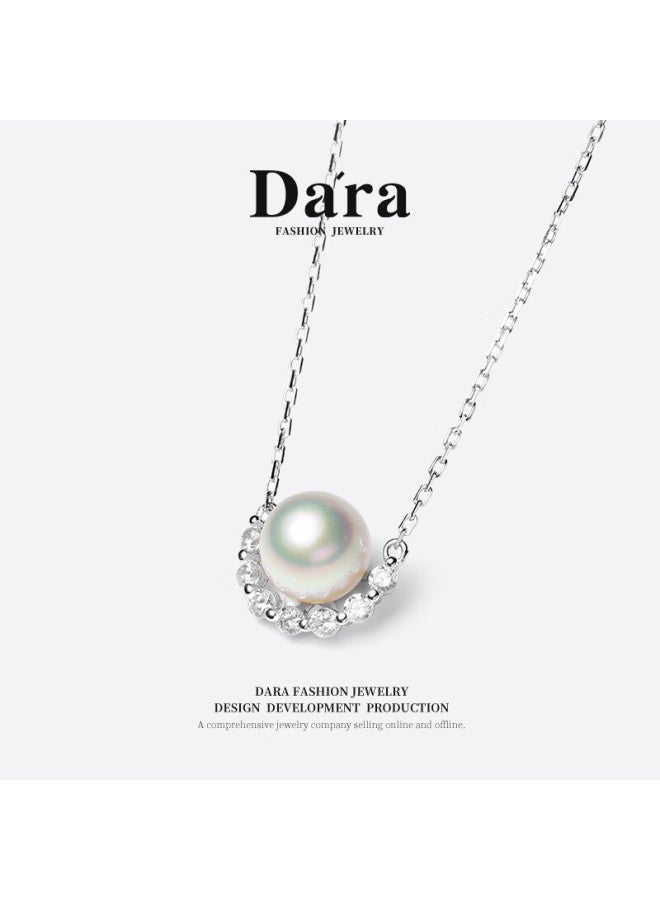 Dara Akoya Saler Pearl Pendant 925 Zircon Strong Luster Slightly Flawed Pearl Necklace For Women Birthday Gift For Girlfriend - Image 3