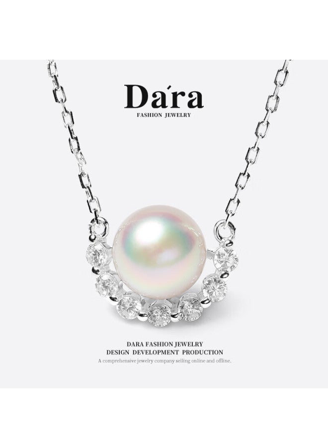 Dara Akoya Saler Pearl Pendant 925 Zircon Strong Luster Slightly Flawed Pearl Necklace For Women Birthday Gift For Girlfriend - Image 2