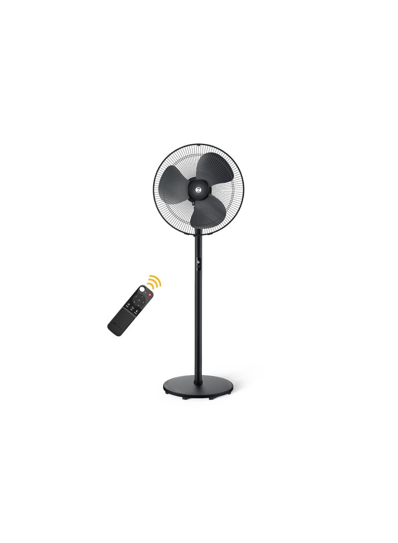 atomberg Renesa 400mm Pedestal Fan for Home | Silent BLDC Stand Fan | LED Display | 6 Speeds | Remote with Oscillation, Timer, Sleep | 1+1 Year Warranty by Atomberg (Midnight Black)  - Image 1