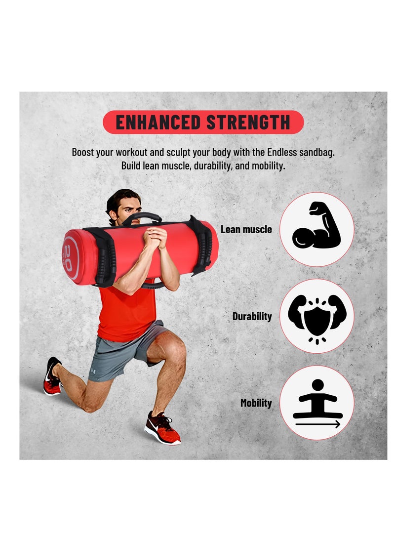 ENDLESS  20 Kg (44 LB) Premium Power Bag with Multi-Positional Handles and Zipper |Sand and Leather | For Weight Training, Yoga, Heavy Duty Workout, and Cross Training Exercise - Image 3