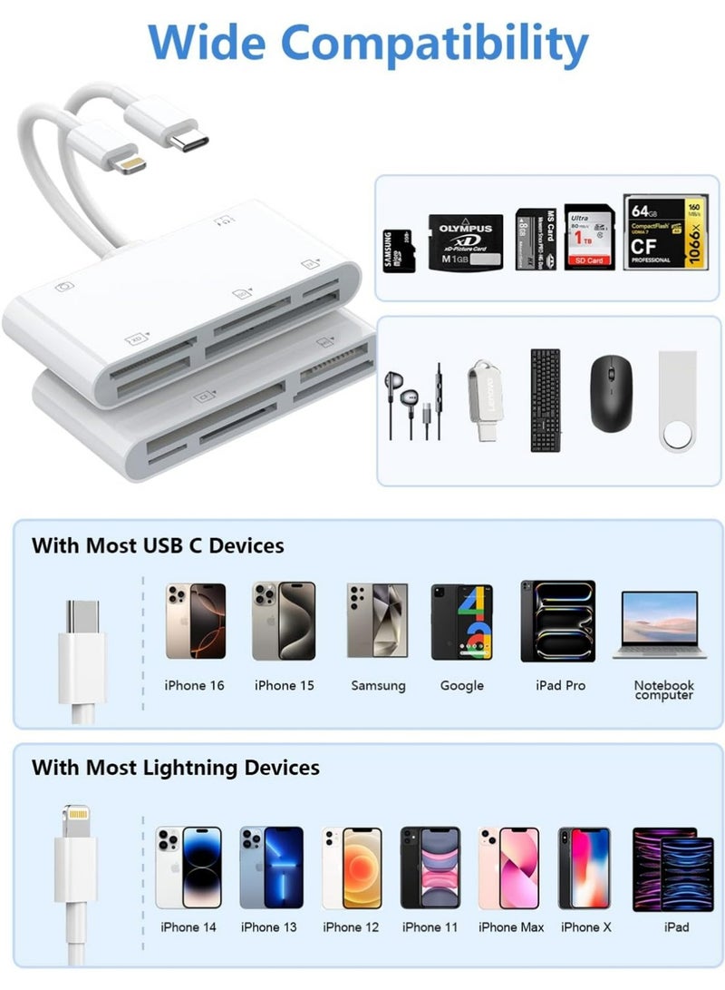 X-level SD Card Reader for iPhone/iPad,7-in-1 Multi USB 3.0 Digital Camera Adapter iPhone Memory Card Reader for SD,TF,CF,XD,MS Cards,USB Data + USB-C Data/Headphone/Charging Adapter for iPhone Galaxy  - Image 5