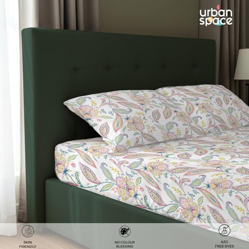 Urban Space Serene 100% Cotton 200 TC Printed Bedsheet for Single Bed with 1 Pillow Cover (Size 58 x 90 inches, France - Blue) - Image 4
