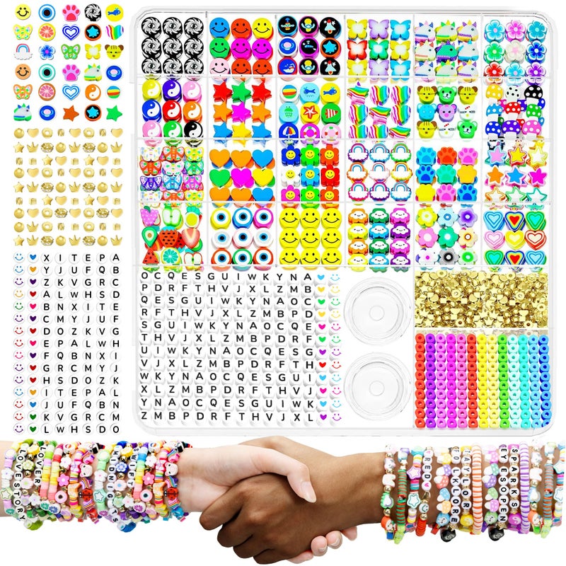 ARTDOT 1642 Pieces Clay Beads for Friendship Bracelets Making Kit, 24 Styles Jewelry Making Supplies Cute Beads Charms with Elastic String and Organizer Gifts for Teens Girls Ages 6 7 8 9 10 11 12 - Image 1