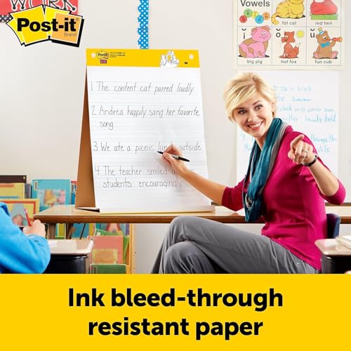 Post It Post-it® Tabletop Easel Pad with Primary Lines, White With Primary Lines, 20" x 23" (MMM563PRL) - Image 4