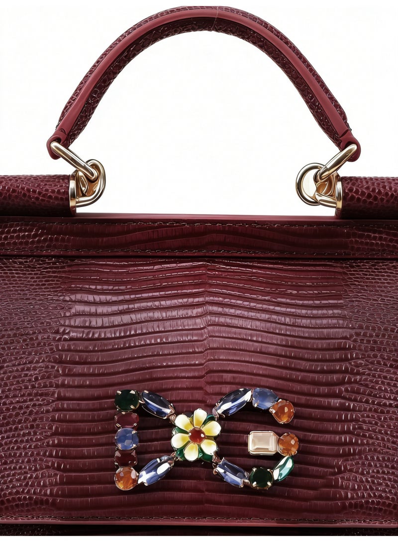 دي جي D&G DG BAG handbag, a luxurious women's handbag suitable for evening and formal occasions, paired with DG gold hardware logo and crocodile pattern - Image 5