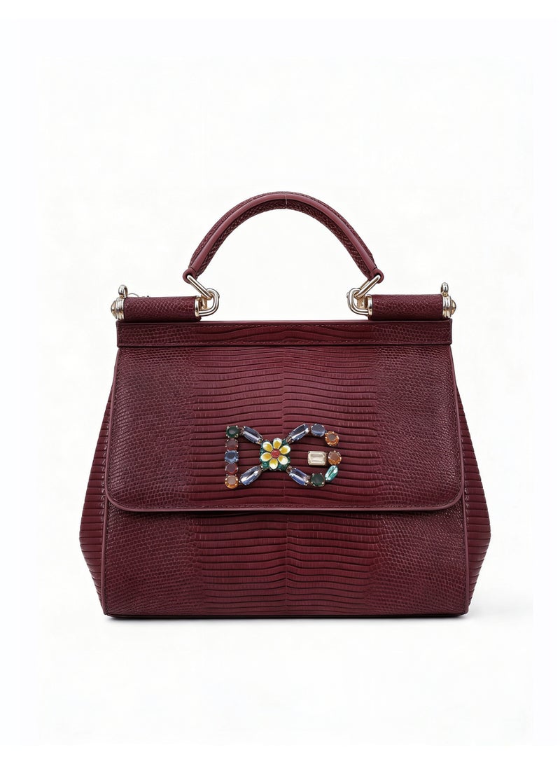 دي جي D&G DG BAG handbag, a luxurious women's handbag suitable for evening and formal occasions, paired with DG gold hardware logo and crocodile pattern - Image 2