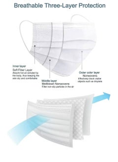 Dada 3 Layer Protective Disposable Single Wrapped White Face Masks, Flat And High Elastic Ear Loops, 50 Pcs/box, Each Mask Individually Wrapped  - Image 3