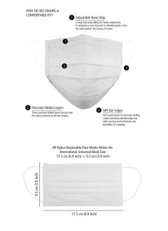 Dada 3 Layer Protective Disposable Single Wrapped White Face Masks, Flat And High Elastic Ear Loops, 50 Pcs/box, Each Mask Individually Wrapped  - Image 5