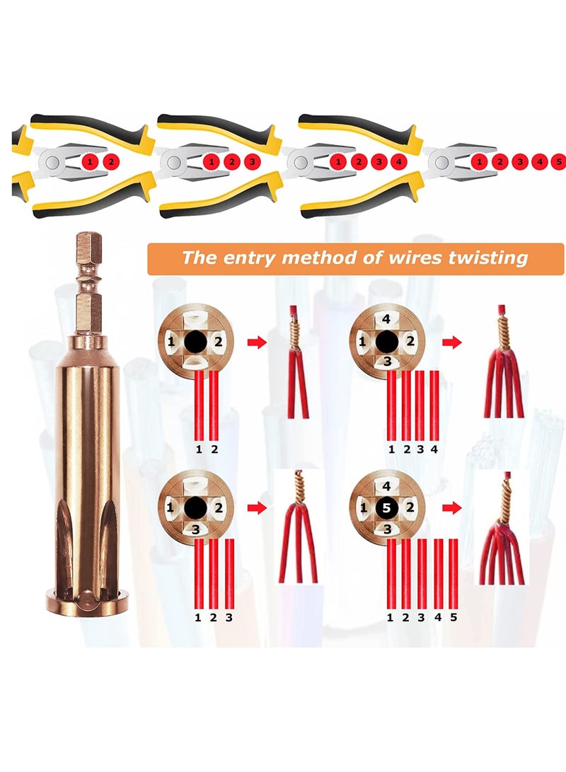 أدوات لف الأسلاك، أدوات تقشير الأسلاك وجدائلها، 4 مربعات 3 طرق/5 طرق ملحقات أدوات الحفر الأوتوماتيكية لتجريد ولف كابل الأسلاك 3 قطع - Image 4