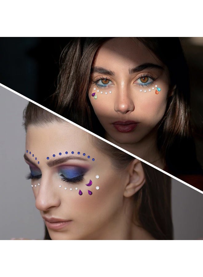 SAVITA 9 Sheets Festival Face Gems Stick on, Self-Adhesive Jewels Stickers Quick Dry Make Up Diamonds Rhinestones for Makeup, Nail Gems for Eye Arm Body Hair Craft Decoration Party (Multicolored) - Image 4