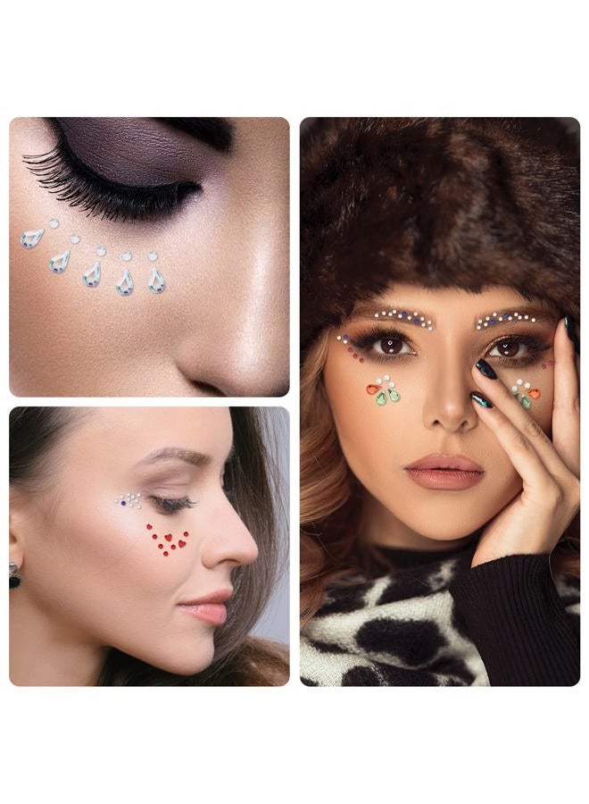 SAVITA 9 Sheets Festival Face Gems Stick on, Self-Adhesive Jewels Stickers Quick Dry Make Up Diamonds Rhinestones for Makeup, Nail Gems for Eye Arm Body Hair Craft Decoration Party (Multicolored) - Image 5