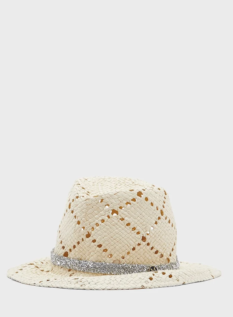 Ginger Glitter Band Textured Straw Hat