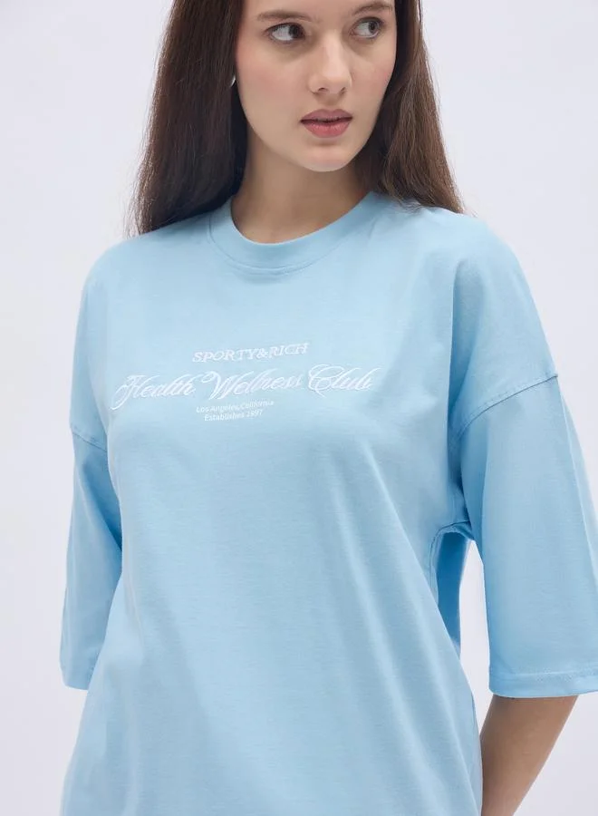 Styli Styli Embroidered Slogan Oversized T-Shirt