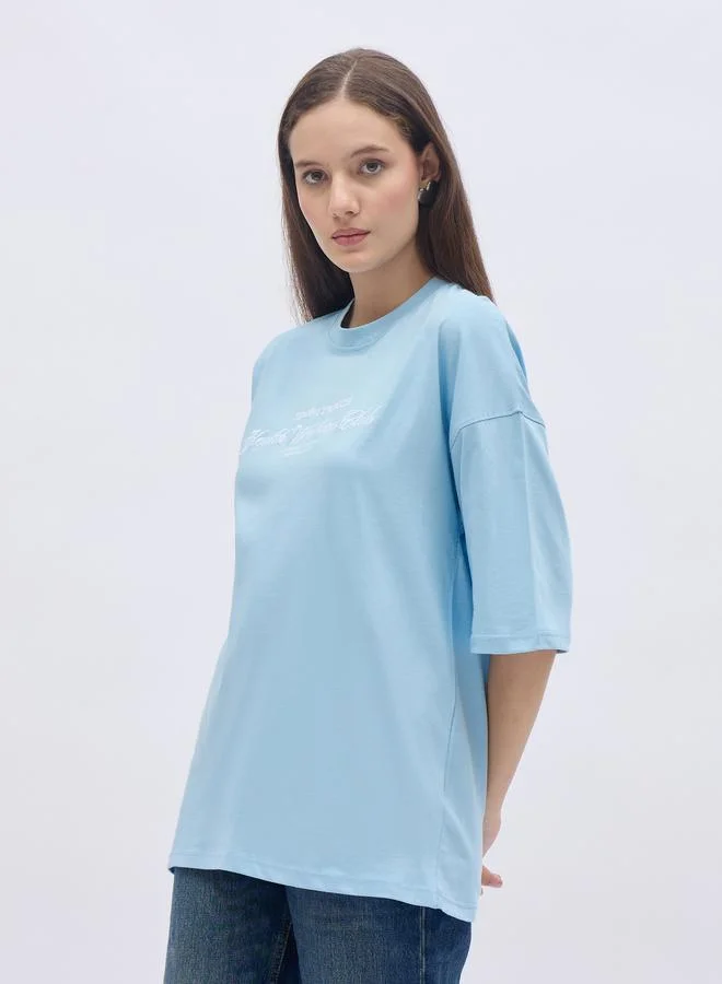 Styli Styli Embroidered Slogan Oversized T-Shirt