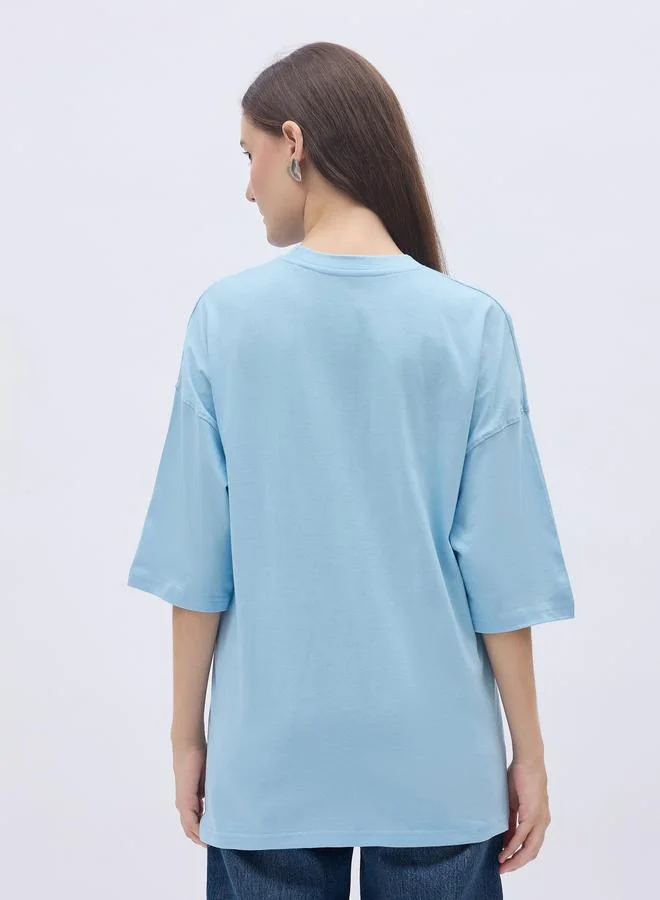 Styli Styli Embroidered Slogan Oversized T-Shirt