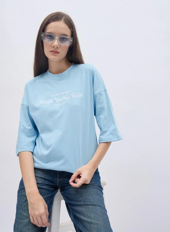 Styli Styli Embroidered Slogan Oversized T-Shirt
