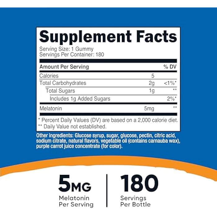 Nutricost Melatonin 5mg, 180 Gummies, Strawberry Flavored - Gluten Free, Non-GMO, No Corn Syrup - Image 2