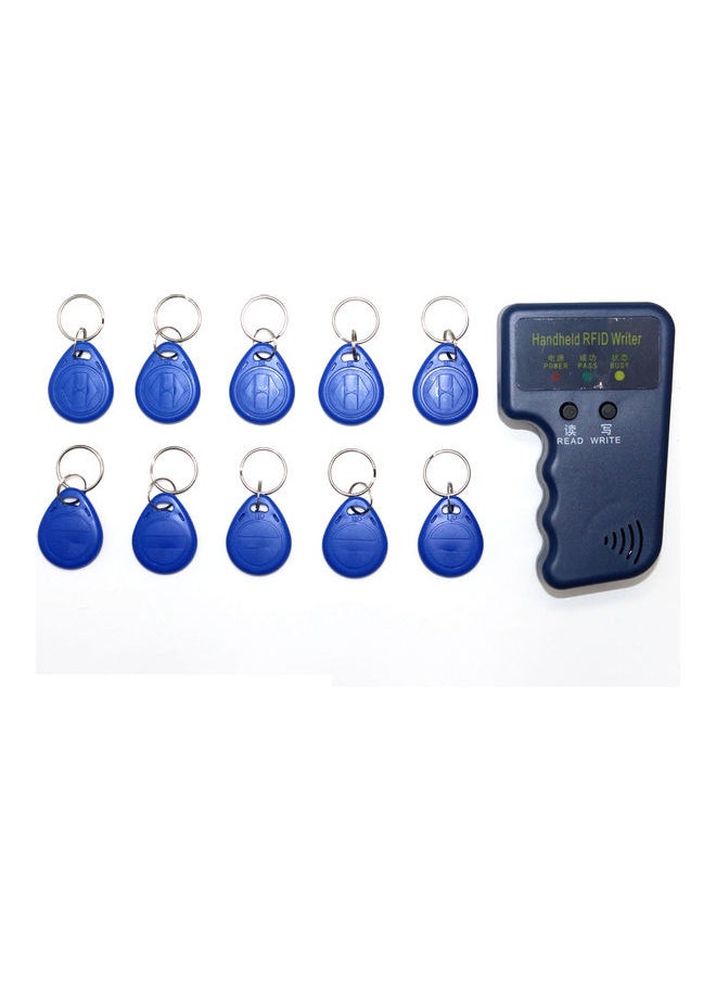 NIBEMINENT - 11-Piece 3-In-1 Handheld RFID ID Card Copier Writer Duplicator And Key Set Blue - Image 1