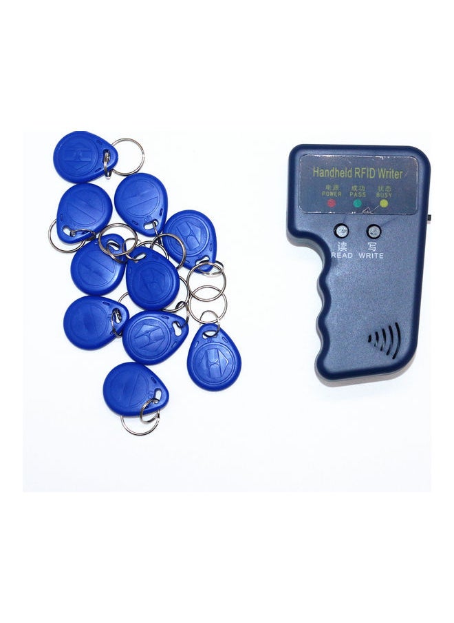 NIBEMINENT - 11-Piece 3-In-1 Handheld RFID ID Card Copier Writer Duplicator And Key Set Blue - Image 1