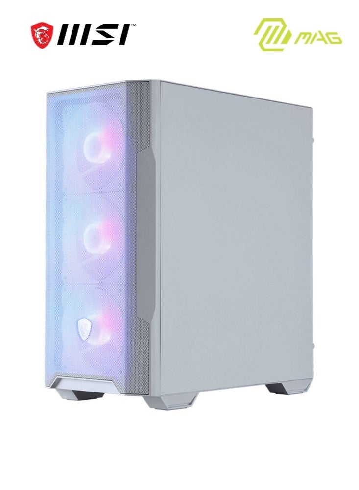 إم اس أي صندوق كمبيوتر MSI MAG FORGE M100R الأبيض Mini-Tower | زجاج مقسى، يدعم Micro-ATX و Mini-ITX، واجهة شبكية، 4 مراوح ARGB بحجم 120 مم مع وحدة تحكم، فلتر غبار مغناطيسي، USB 3.2 Gen 1 Type-A | 306-7G20W24-HH9 - Image 2