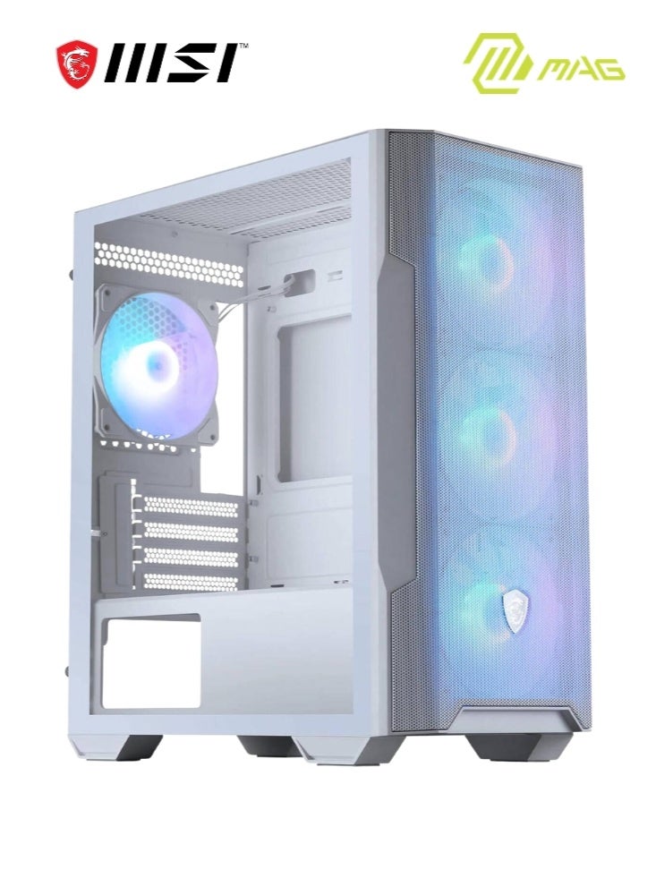 إم اس أي صندوق كمبيوتر MSI MAG FORGE M100R الأبيض Mini-Tower | زجاج مقسى، يدعم Micro-ATX و Mini-ITX، واجهة شبكية، 4 مراوح ARGB بحجم 120 مم مع وحدة تحكم، فلتر غبار مغناطيسي، USB 3.2 Gen 1 Type-A | 306-7G20W24-HH9 - Image 1