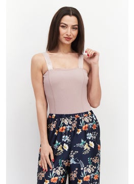 RIVER ISLAND Women Ribbed Sleeveless Bodysuit, Pink  - Image 1