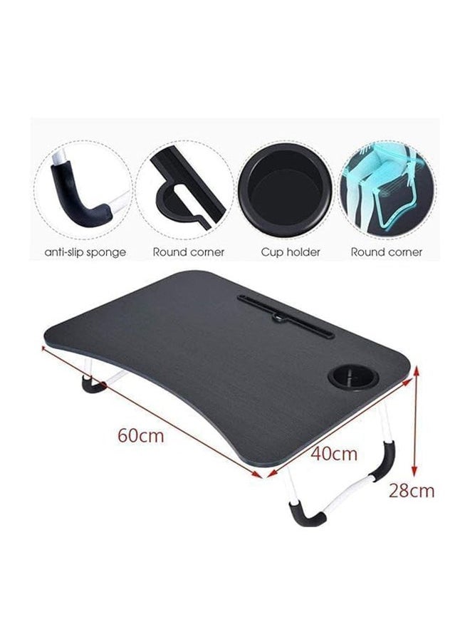 Portable Folding Laptop Table With iPad And Cup Holder Multicolour 40.5x60x5.5cm