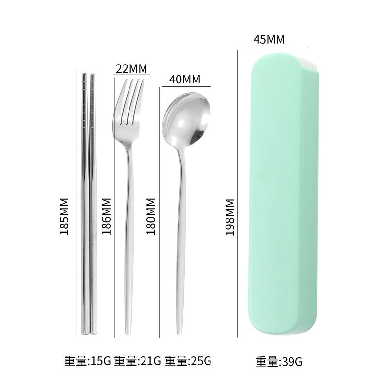 Stainless Steel Portuguese Portable Tableware Three-Piece Set Chopsticks Spoon Fork Outdoor Travel Student Portable Tableware Set Logo - Image 1